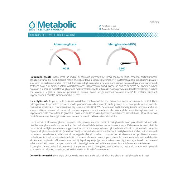 Metabolic Livelli di Glicazione